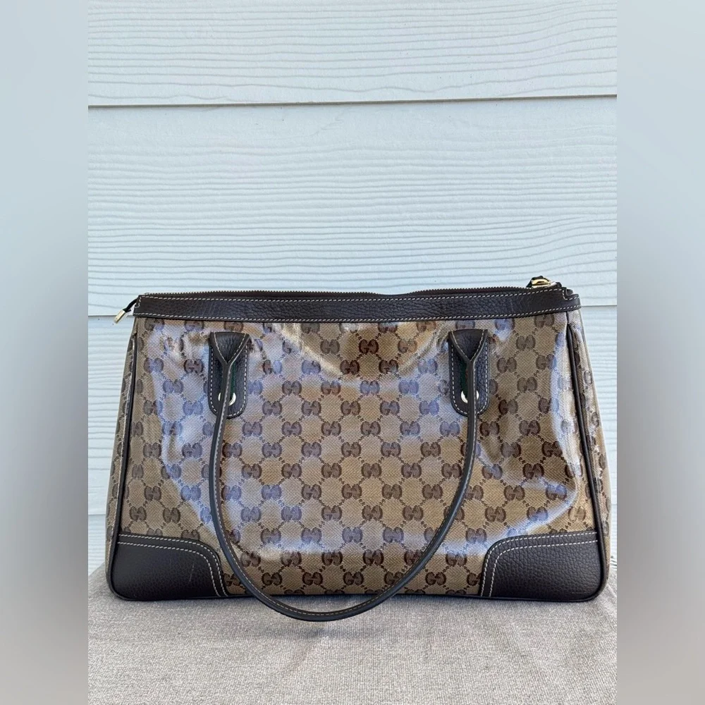 Gucci Monogram Brown Tote Handbag - Picture 1 of 13